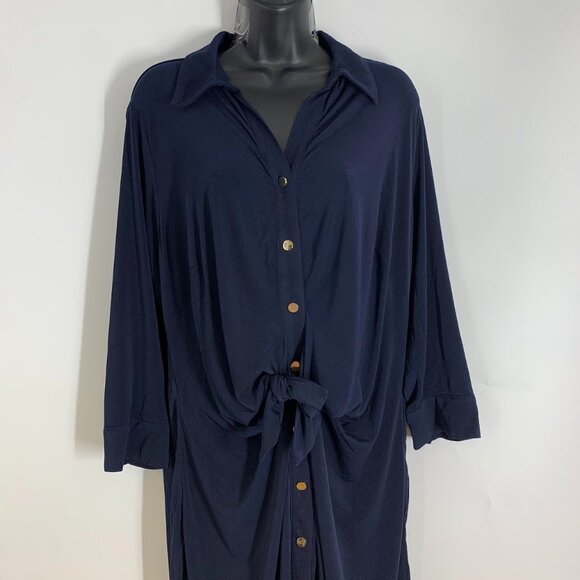 Philosophy Women's Cut and Sew Button Up Long Sleeve Midi Dress Size 1X NWT - Picture 5 of 15